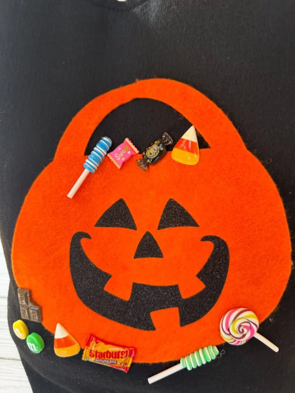 Pumpkin Halloween Treat Bag, Handmade Felt Trick or Treat Bag, Kids Halloween